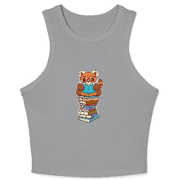 Discover Cute Kawaii Red Panda Reading A Book Crop Tank Top