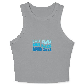 Discover Cute Summer Vacation Sunset Boat Waves Sun Rays River Days Crop Tank Top