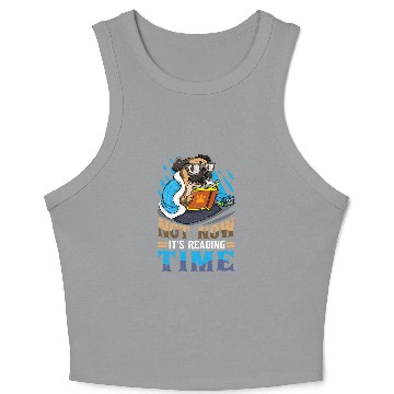 Discover Book Reader Funny Reading Time Dog Pug Bookworm Humor Crop Tank Top