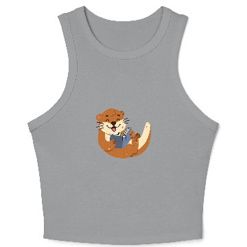 Discover Otter Reading a Book Crop Tank Top