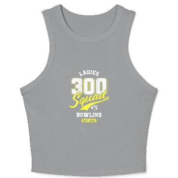 Discover 300 Squad Bowling Team Ladies League Backside Print Crop Tank Top