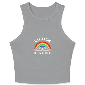 Discover Take A Look Its A Book Retro Rainbow Reading Bookworm Crop Tank Top