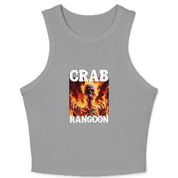 Discover Crab Rangoon Funny Cringe Hard Skeletons Meme Flames Crop Tank Top