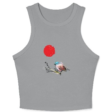 Discover Murakami Birds Red Moon Japenese Crop Tank Top