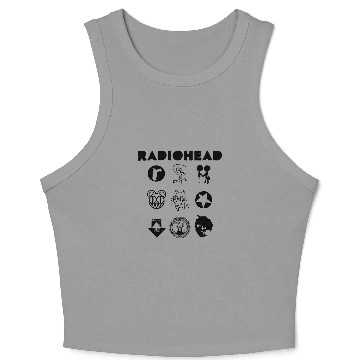 Discover Radiohead Black All Icon Crop Tank Top