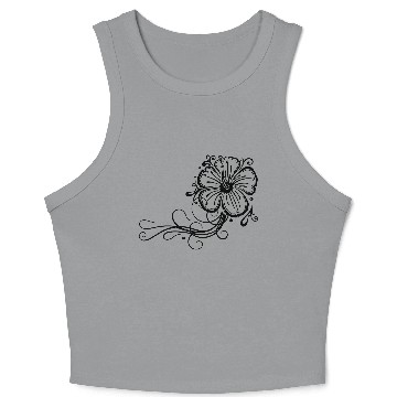 Discover Hibiscus flower with ornament Crop Tank Top