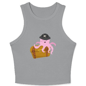 Discover Treasure with pirate octopus Crop Tank Top
