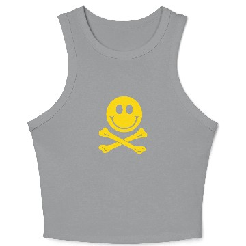 Discover Smiley Pirate Skull and Crossbones Crop Tank Top