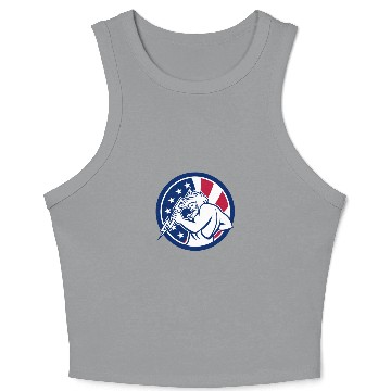 Discover Zeus With Thunderbolt USA Flag Icon Crop Tank Top