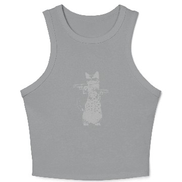 Discover Cat - gun kitty funny cat Crop Tank Top