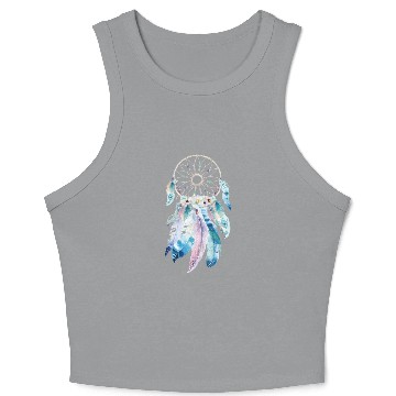 Discover Image: Watercolor, Feather dreamcatcher Crop Tank Top