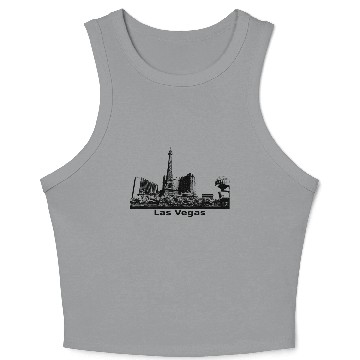 Discover Las Vegas panoramic view in black Crop Tank Top