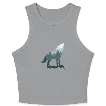 Discover Lone Wolf Survives The Mountain Silhouette Art Crop Tank Top