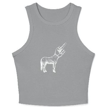Discover Unicorn Middle Finger Original Nerd Crop Tank Top