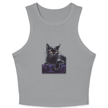 Discover black cat Crop Tank Top