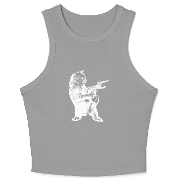 Discover Gunslinger Kitty Cat gun cat Crop Tank Top