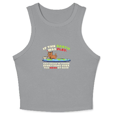 Discover Flat earth cat funny earth tinfoil hat theory Crop Tank Top