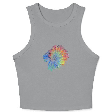 Discover Psychedelic Lion Design Gift. Rainbow Mandala Crop Tank Top
