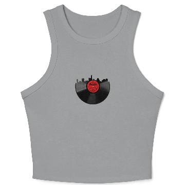 Discover Austin Texas Skyline Vintage Vinyl Record Crop Tank Top