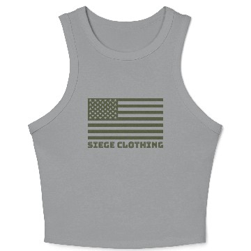 Discover American Flag - Army Green Crop Tank Top