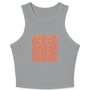 Discover Vintage Red Dotted Circle Flower Pattern 70s 80s Crop Tank Top