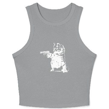 Discover Gun Kitty Funny Cat Crop Tank Top