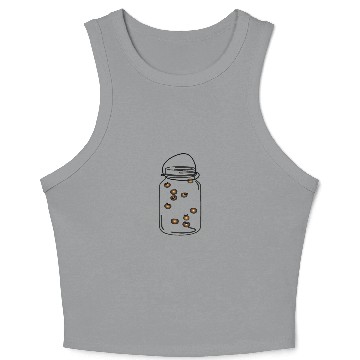Discover Cute Fireflies Lightening Bugs Mason Jar Summer Ca Crop Tank Top