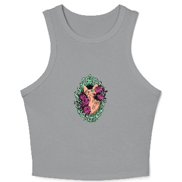 Discover Peach Sphynx Cat With Roses Crop Tank Top