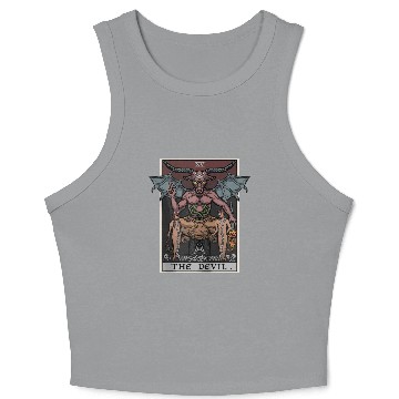 Discover The Devil Tarot Card Halloween Baphomet Satanic Ba Crop Tank Top