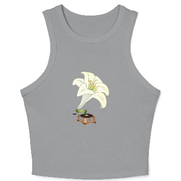 Discover nostalgic lilies flowers blossoms gramophone Crop Tank Top