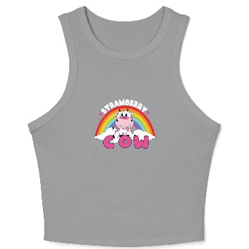 Discover Strawberry Cow with rainbow Crop Tank Top