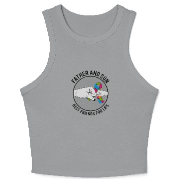 Discover Autism Awareness Father Son Matching Crop Tank Top