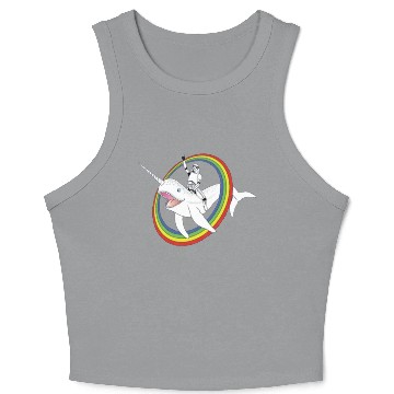 Discover Spaceman riding narwhal through rainbow Crop Tank Top