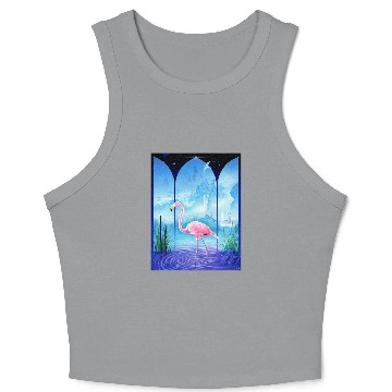 Discover Cosmic Flamingo Crop Tank Top
