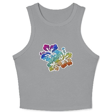 Discover hibiscus glitter Flower Crop Tank Top