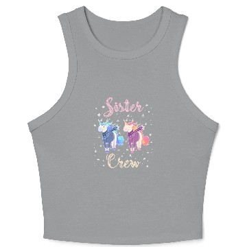 Discover Sister Crew Unicorn Snowflakes Crop Tank Top