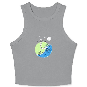 Discover Moonlight surfing skeleton Crop Tank Top for Halloween