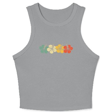 Discover Retro Vintage Hibiscus Flower Crop Tank Top