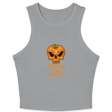Discover Pumpkin Skull trick or treat Crop Tank Top