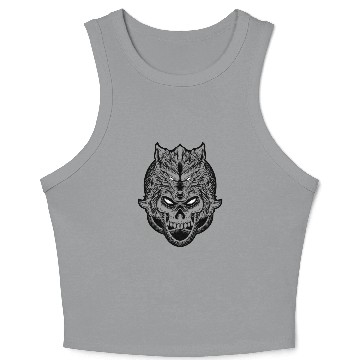 Discover Skull Wolf Head with Snake Skin Round Crop Tank Top