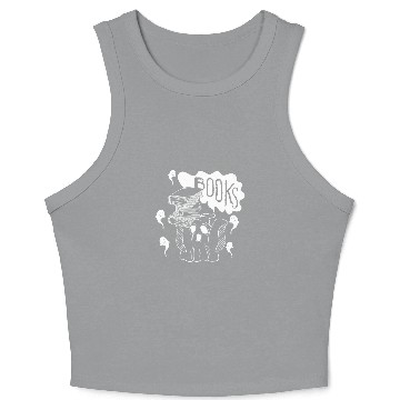 Discover Boooks Halloween Ghost Books Librarian Reader Crop Tank Top