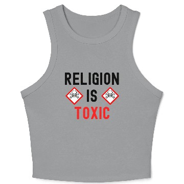 Discover RELIGION Is TOXIC Skull Crossbones toxicity symbol Crop Tank Top
