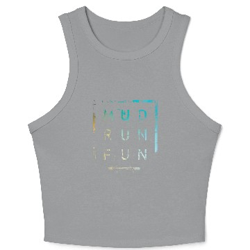 Discover Mud Run Fun Tough Mudder MULTI COLOR Trail Running Crop Tank Top