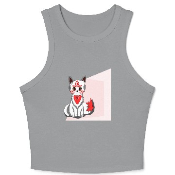Discover Red Kitsune Fox Crop Tank Top