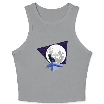 Discover Black cat under the moon Crop Tank Top