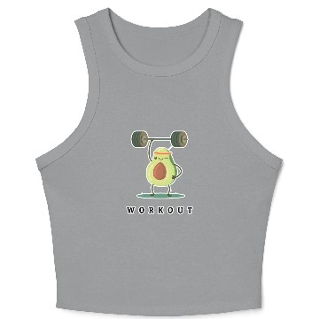Discover Workout Avocado cartoon Crop Tank Top