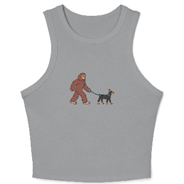 Discover Bigfoot Sasquatch Walking Doberman Crop Tank Top