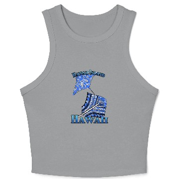 Discover Hawaii Island Vacation Tribal Stingrays Crop Tank Top