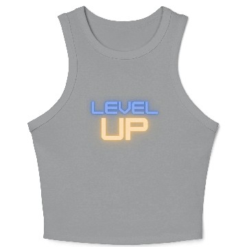 Discover Black Level Up Neon Typography Crop Tank Top