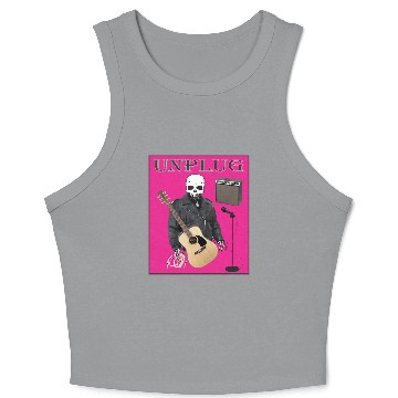 Discover Stand up unplug guitar player pink Crop Tank Top
